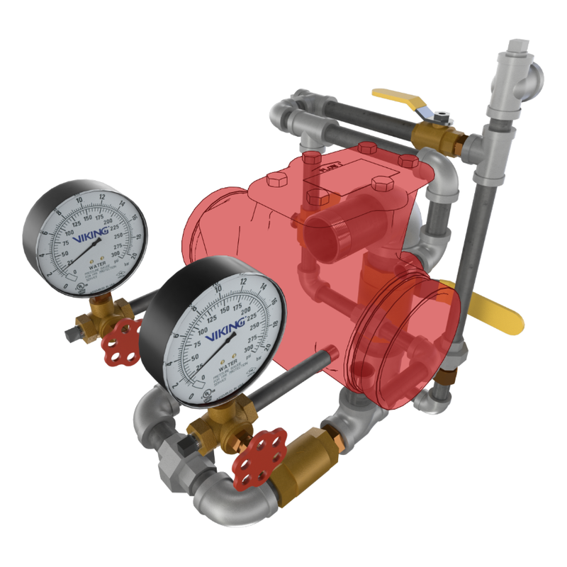 Viking® 08765 Model J-1 Alarm Check Valve, Horizontal, Trim Only, Galvanized, For 4" Valve