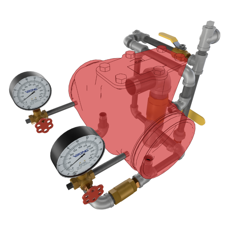 Viking® 08767 Model J-1 Alarm Check Valve, Horizontal, Trim Only, Galvanized, For 6" Valve
