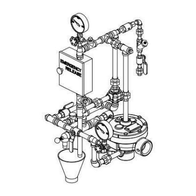Viking® 14632-2USA Conventional Deluge Valve Trim, Loose Trim For Angle Style Valve, Brass, Domestic, 4"