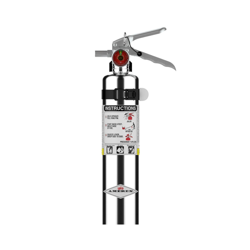 Amerex® B417TC ABC Dry Chemical Chrome Fire Extinguisher 2.5lb, 1A10BC, With Vehicle Bracket, 15254