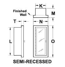 Potter Roemer 1724 Semi-Recessed Fire Extinguisher Cabinet, Duo-Vertical Panel w/ Tempered Safety Glass - 1724-DV