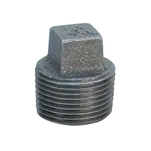 Black Pipe Fitting, Plug, Ductile Iron, Square Top, Threaded, 1"