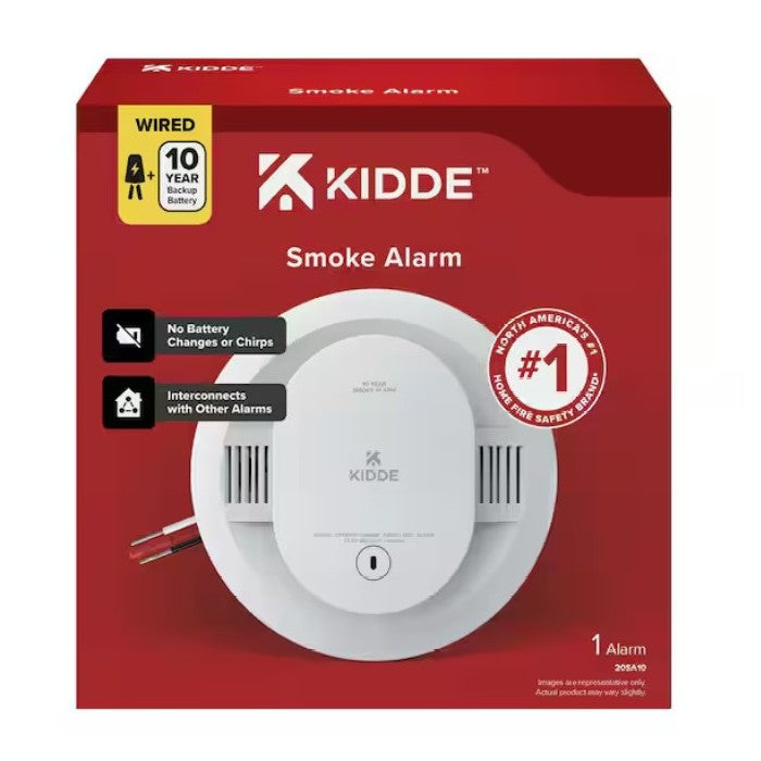 Kidde 20SA10 10-Year Hardwired Interconnected Smoke Detector with Photoelectric Sensor