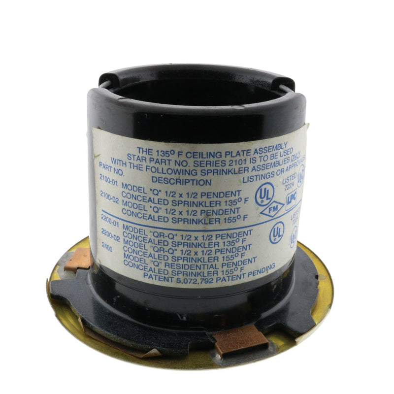 Star Model Q Quasar 2101 Concealed Fire Sprinkler Cover Plate Escutcheon, White - WeSupplyIt.com