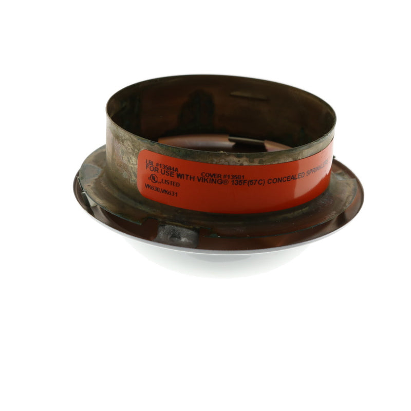 Viking Concealed 13501 Label 13584 Domed Sidewall Cover Plate - White, Orange Label