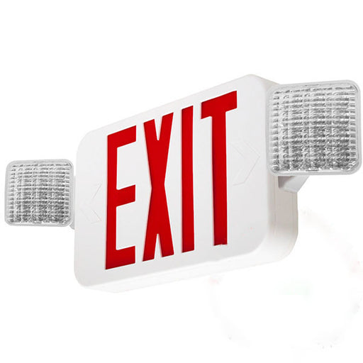 Standard Combination Exit And Emergency Light, Red, 180 Degree Adjustable Head