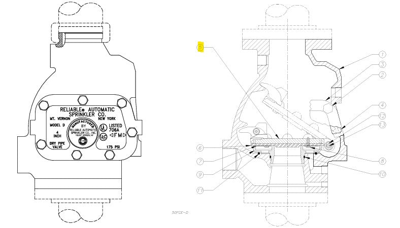 RASCO/Reliable® Model D Dry Pipe Valve Clapper and Latch Assembly, 6", 71010623