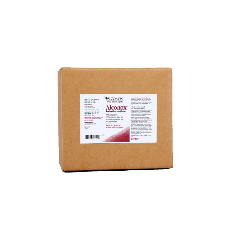 Alconox® Powdered Precision Cleaner, Case of 12 Dispenser Boxes (50X0.5oz Packets), 1112