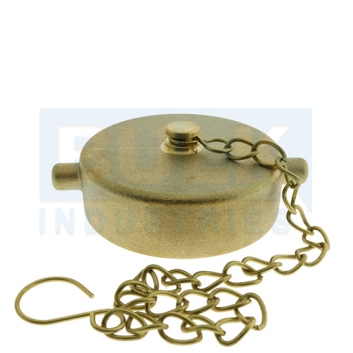 Fire Hose Valve Standpipe Cap & Chain, 1 1/2", Brass, NST