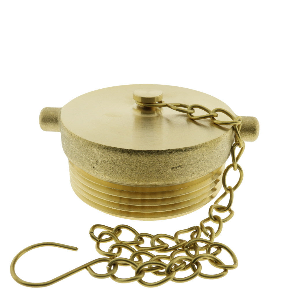 Fire Department Connection FDC Plug With Chain, Brass, 2 1/2