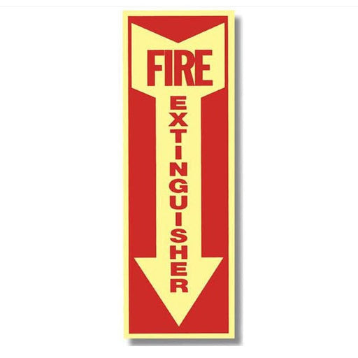 Glow In The Dark - Fire Extinguisher Arrow Sign, Vinyl Sticker, Decal 4" x 18"