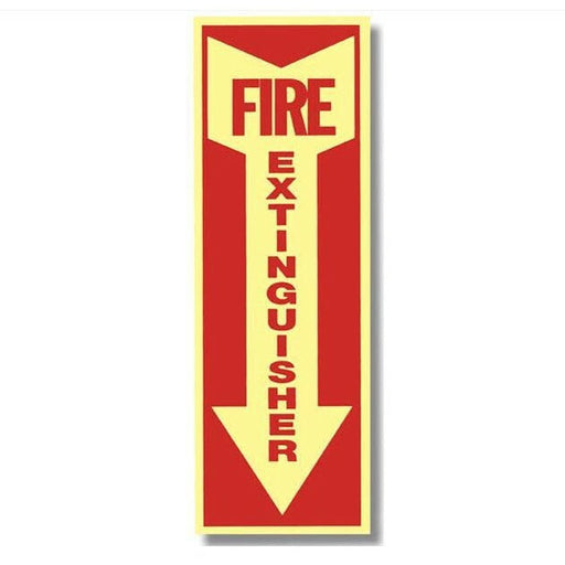 Glow In The Dark - Fire Extinguisher Arrow Sign, Vinyl Sticker, Decal 4" x 12"