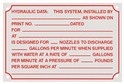 Hydraulic Data Sign, Aluminum, 6" x 4"
