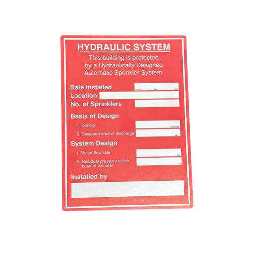 Hydraulic System Calc Sign, Residential, Sticker, Decal, 5" x 7"