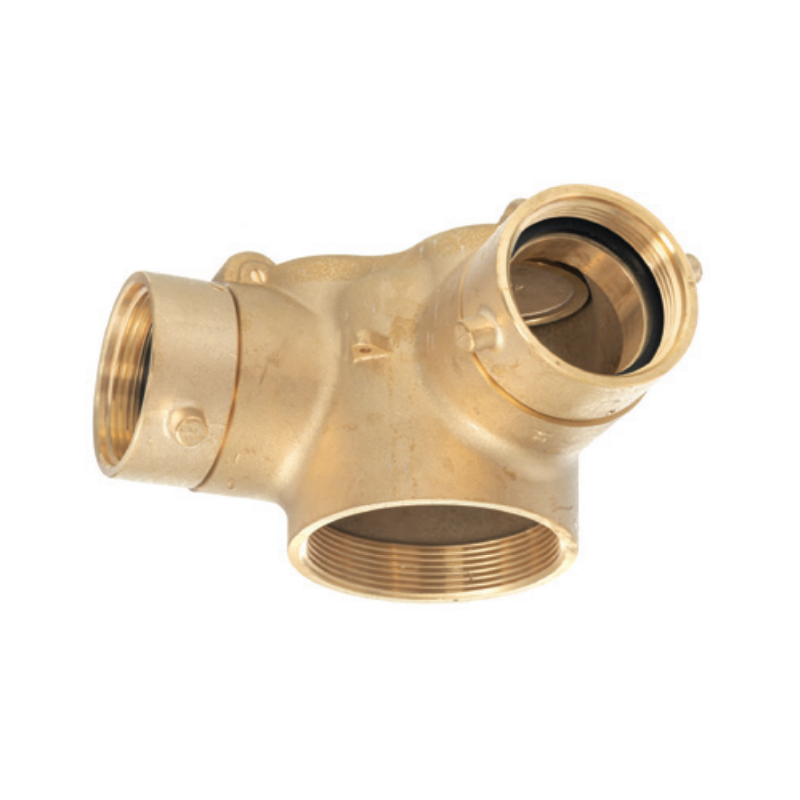 Lansdale 350-175-04398 6" NPT x (2) 2-1/2" NST Exposed Fire Department Connection (FDC), Double Clapper, 90, Brass