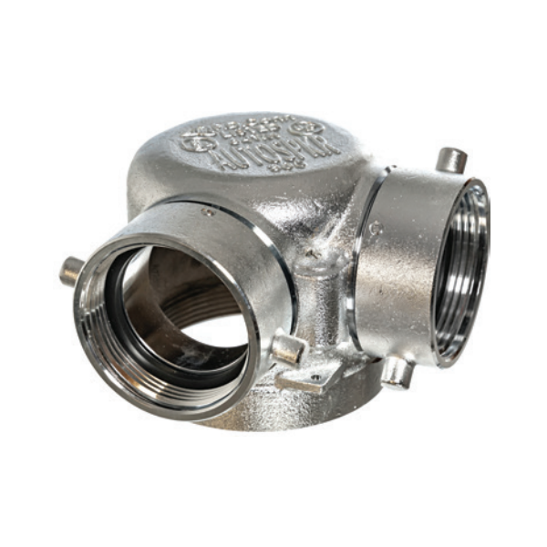 Lansdale 350-175-02440 4" NPT x (2) 2-1/2" NST Exposed Fire Department Connection (FDC), Single Clapper, 90, Chrome