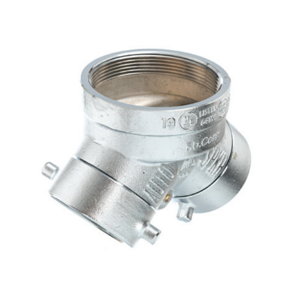 Lansdale 350-175-02560 4" NPT x (2) 2-1/2" NST Exposed Fire Department Connection (FDC), Single Clapper, Straight, Chrome