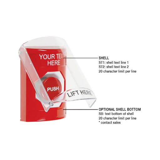 Custom Labeling, Buttons With Shield, Turn To Reset, Red, SS2021ZA-EN