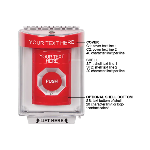 Custom Labeling, Buttons With Universal Stopper Flush, Turn To Reset, Red, SS2031ZA-EN