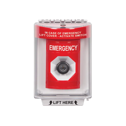 Standard Labeling, Buttons With Universal Stopper Flush, Key To Activate, Red, SS2033EM-EN