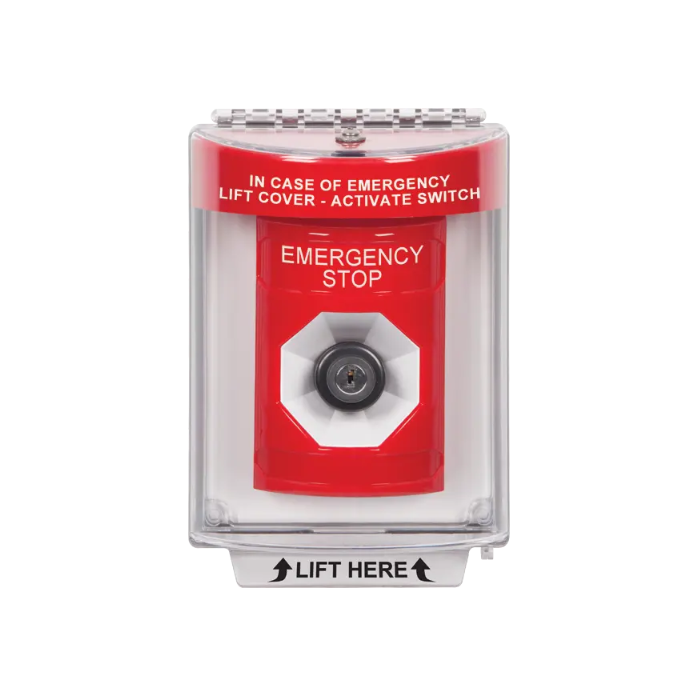 Standard Labeling, Buttons With Universal Stopper Flush, Key To Activate, Red, SS2033ES-EN