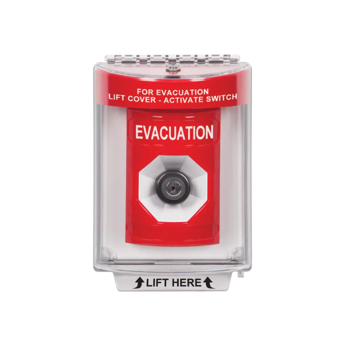 Standard Labeling, Buttons With Universal Stopper Flush, Key To Activate, Red, SS2033EV-EN