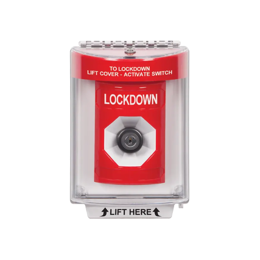 Standard Labeling, Buttons With Universal Stopper Flush, Key To Activate, Red, SS2033LD-EN