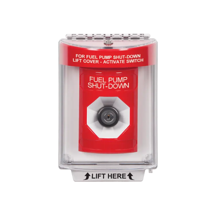 Standard Labeling, Buttons With Universal Stopper Flush, Key To Activate, Red, SS2033PS-EN