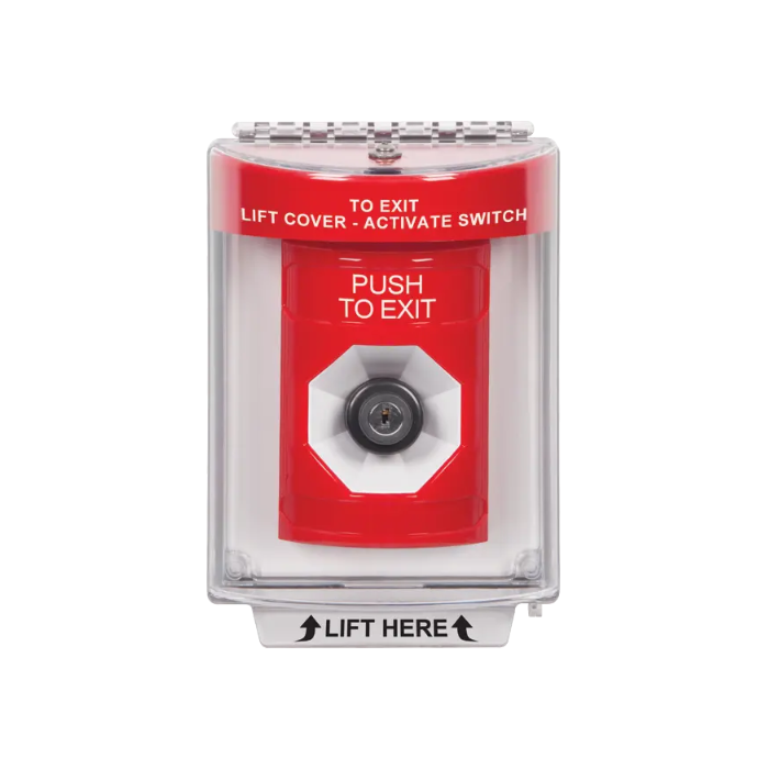 Standard Labeling, Buttons With Universal Stopper Flush, Key To Activate, Red, SS2033PX-EN