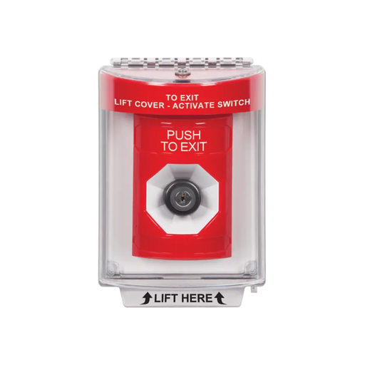 Standard Labeling, Buttons With Universal Stopper Flush, Key To Activate, Red, SS2033PX-EN