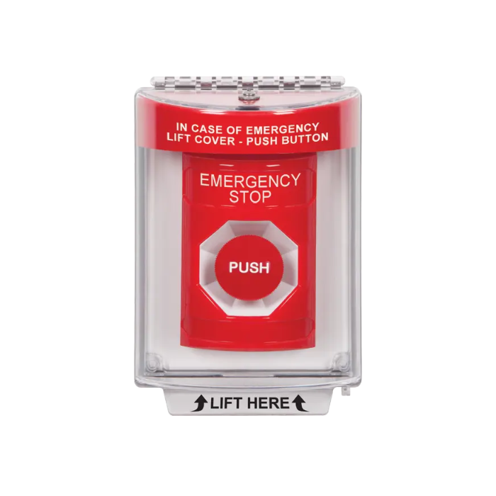 Standard Labeling, Buttons With Universal Stopper Flush, Momentary, Red, SS2034ES-EN