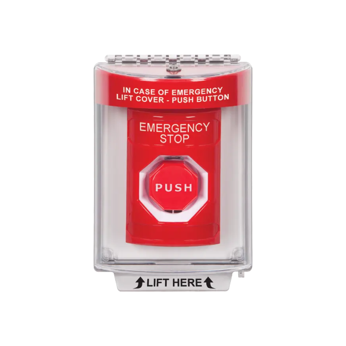 Standard Labeling, Buttons With Universal Stopper Flush, Momentary Illuminated, Red, SS2035ES-EN