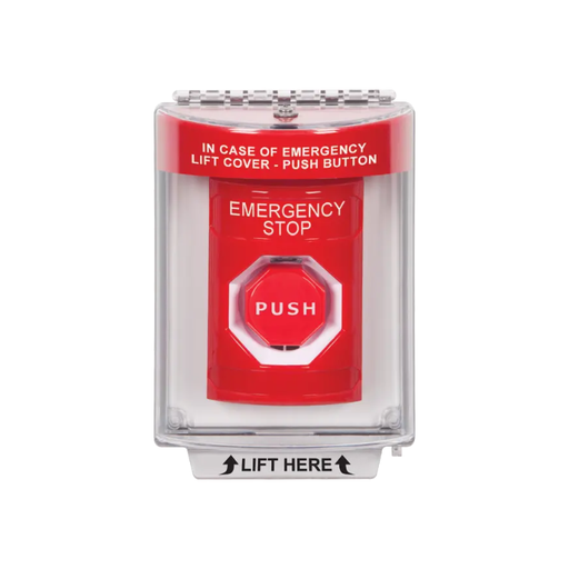 Standard Labeling, Buttons With Universal Stopper Flush, Momentary Illuminated, Red, SS2035ES-EN