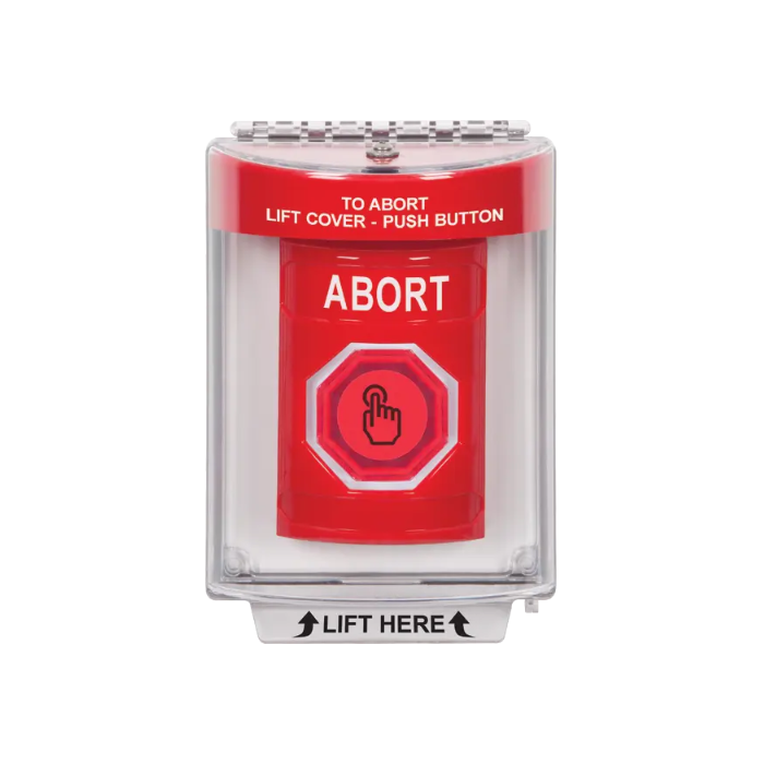 Standard Labeling, Buttons With Universal Stopper Flush, Weather Resistant Momentary Button, Red, SS2037AB-EN