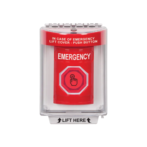 Standard Labeling, Buttons With Universal Stopper Flush, Weather Resistant Momentary Button, Red, SS2037EM-EN