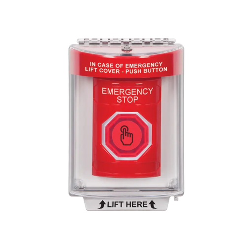 Standard Labeling, Buttons With Universal Stopper Flush, Weather Resistant Momentary Button, Red, SS2037ES-EN