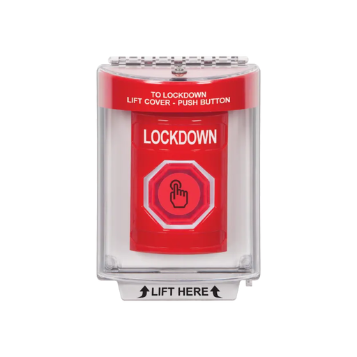 Standard Labeling, Buttons With Universal Stopper Flush, Weather Resistant Momentary Button, Red, SS2037LD-EN