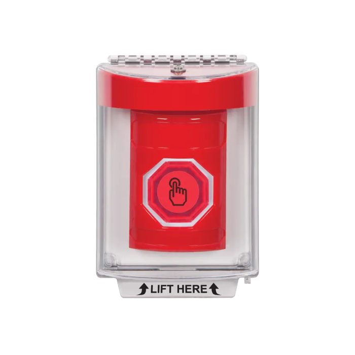 Standard Labeling, Buttons With Universal Stopper Flush, Weather Resistant Momentary Button, Red, SS2037NT-EN