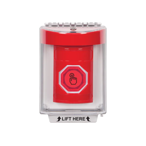 Standard Labeling, Buttons With Universal Stopper Flush, Weather Resistant Momentary Button, Red, SS2037NT-EN