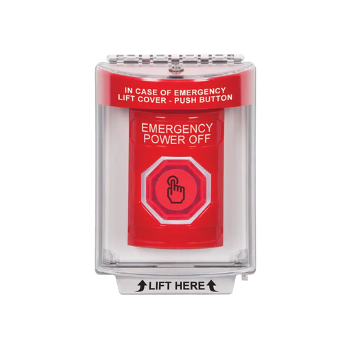 Standard Labeling, Buttons With Universal Stopper Flush, Weather Resistant Momentary Button, Red, SS2037PO-EN