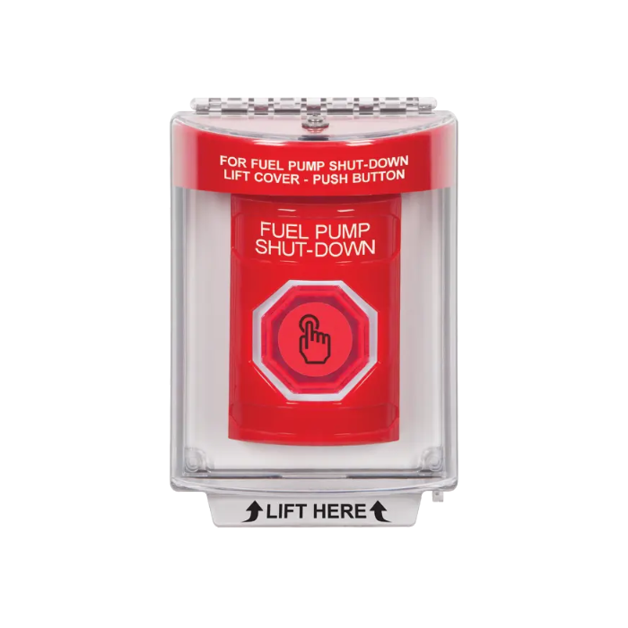 Standard Labeling, Buttons With Universal Stopper Flush, Weather Resistant Momentary Button, Red, SS2037PS-EN
