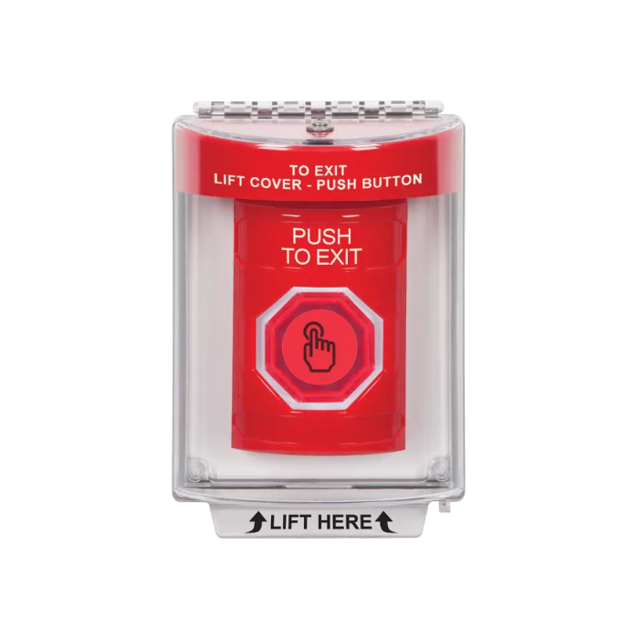 Standard Labeling, Buttons With Universal Stopper Flush, Weather Resistant Momentary Button, Red, SS2037PX-EN
