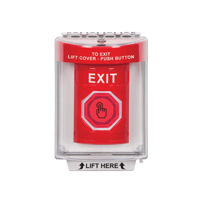 Standard Labeling, Buttons With Universal Stopper Flush, Weather Resistant Momentary Button, Red, SS2037XT-EN