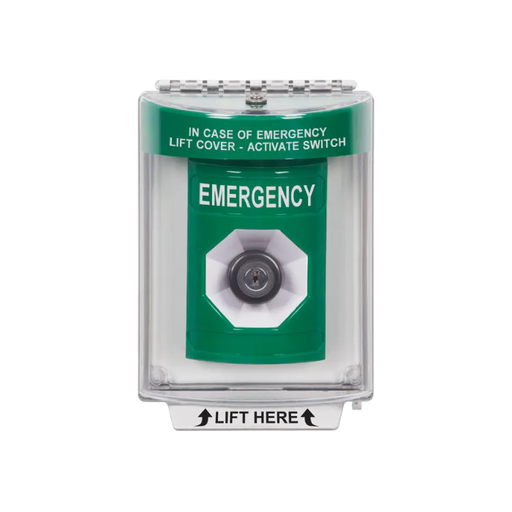 Standard Labeling, Buttons With Universal Stopper Flush, Key To Activate, Green, SS2133EM-EN