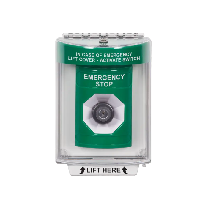 Standard Labeling, Buttons With Universal Stopper Flush, Key To Activate, Green, SS2133ES-EN