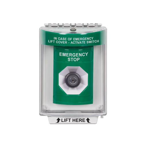 Standard Labeling, Buttons With Universal Stopper Flush, Key To Activate, Green, SS2133ES-EN