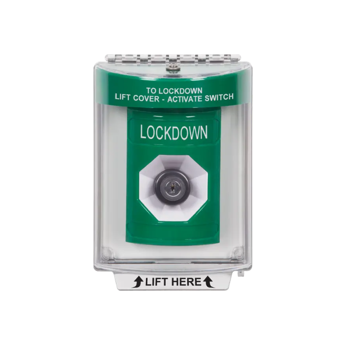 Standard Labeling, Buttons With Universal Stopper Flush, Key To Activate, Green, SS2133LD-EN