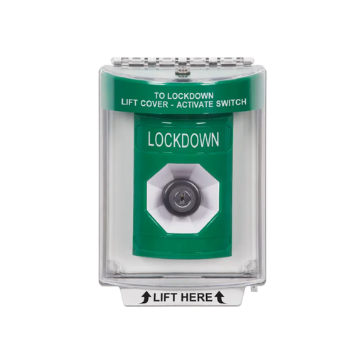 Standard Labeling, Buttons With Universal Stopper Flush, Key To Activate, Green, SS2133LD-EN