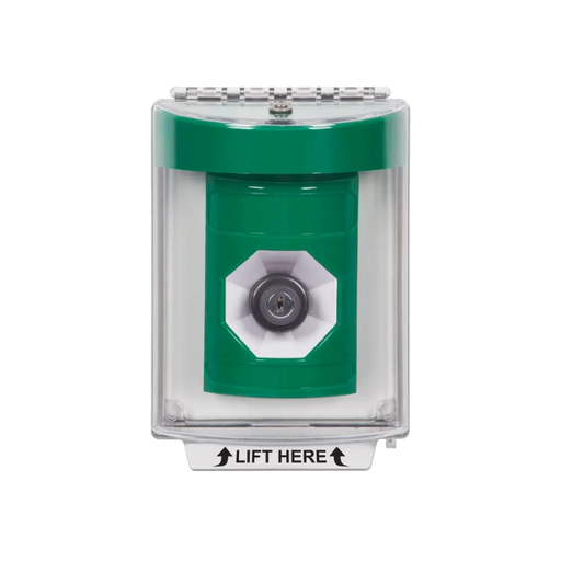 Standard Labeling, Buttons With Universal Stopper Flush, Key To Activate, Green, SS2133NT-EN