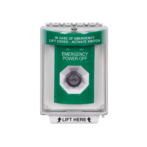 Standard Labeling, Buttons With Universal Stopper Flush, Key To Activate, Green, SS2133PO-EN